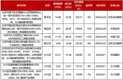 2024年1-2月北京房地產企業(yè)銷售業(yè)績TOP20